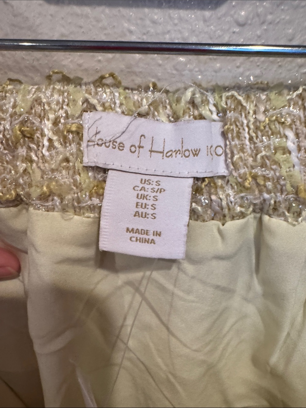 House of Harlow 1960 Pale Yellow Tweed Button-Front Mini Skirt - Picture 5 of 8